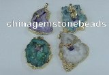 NGP1956 30*40mm - 45*55mm freeform druzy agate & amethyst pendants