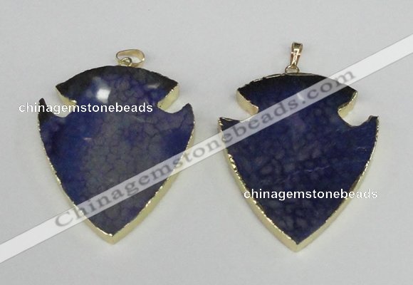 NGP1961 47*57mm arrowhead agate gemstone pendants wholesale