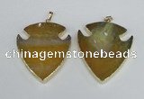 NGP1963 47*57mm arrowhead agate gemstone pendants wholesale