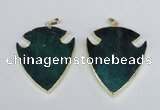 NGP1965 47*57mm arrowhead agate gemstone pendants wholesale