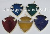 NGP1966 47*57mm arrowhead agate gemstone pendants wholesale