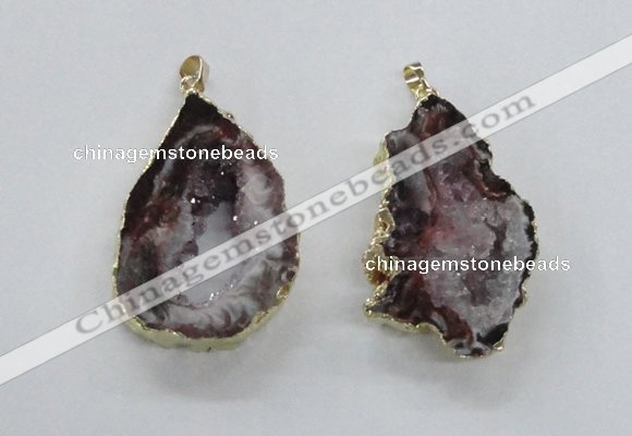 NGP1969 25*40mm - 30*50mm freeform druzy agate gemstone pendants