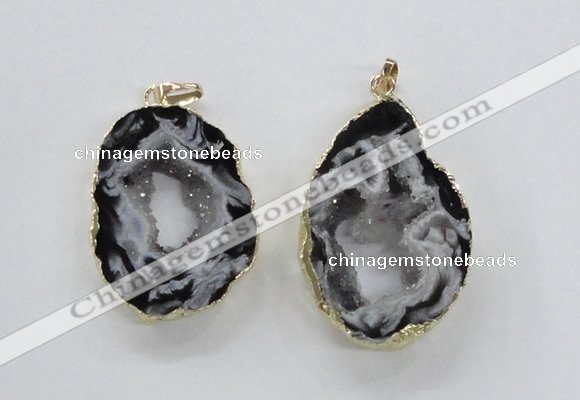 NGP1973 25*40mm - 30*50mm freeform druzy agate gemstone pendants