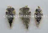 NGP1987 15*40mm - 20*50mm arrowhead druzy agate pendants