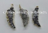 NGP1988 15*40mm - 20*50mm wing-shaped druzy agate pendants