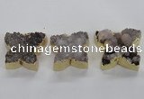 NGP1991 30*35mm - 35*40mm butterfly druzy agate pendants