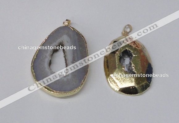 NGP1994 35*45mm - 40*50mm freeform plated druzy agate pendants