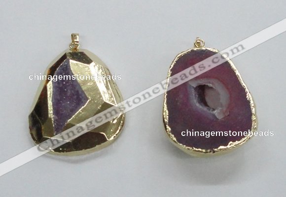 NGP1996 35*45mm - 40*50mm freeform plated druzy agate pendants