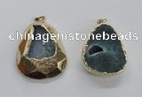 NGP1999 35*45mm - 40*50mm freeform plated druzy agate pendants