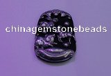 NGP2012 38*55mm carved silver plated matte black obsidian pendants