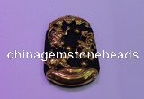 NGP2013 38*55mm carved gold plated matte black obsidian pendants