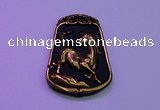 NGP2019 38*52mm carved gold plated matte black obsidian pendants