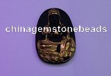 NGP2028 35*55mm carved gold plated matte black obsidian pendants