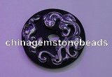 NGP2043 50mm carved silver plated matte black obsidian pendants