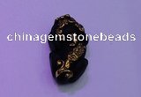 NGP2047 15*20*40mm carved gold plated matte black obsidian pendants