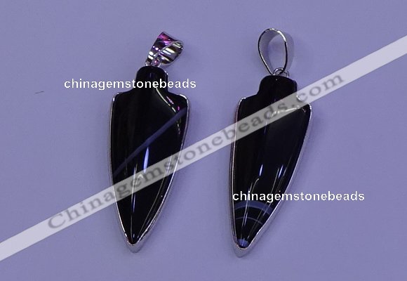 NGP2057 15*40mm - 18*45mm arrowhead striped agate pendants