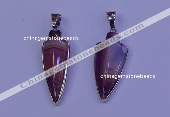 NGP2059 15*40mm - 18*45mm arrowhead striped agate pendants