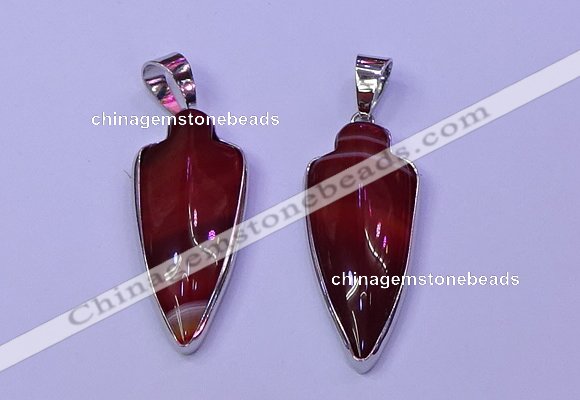 NGP2060 15*40mm - 18*45mm arrowhead striped agate pendants