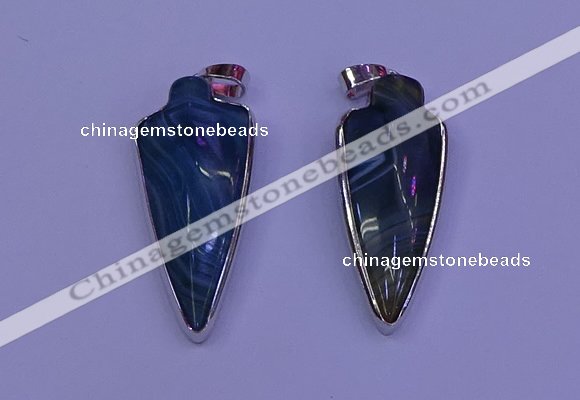 NGP2061 15*40mm - 18*45mm arrowhead striped agate pendants