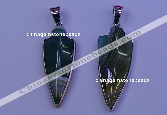 NGP2062 15*40mm - 18*45mm arrowhead striped agate pendants