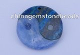 NGP207 6*40mm coin dyed blue lace agate & chrysocolla gemstone pendant