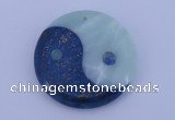 NGP209 6*40mm coin lapis lazuli & amazonite gemstone pendant