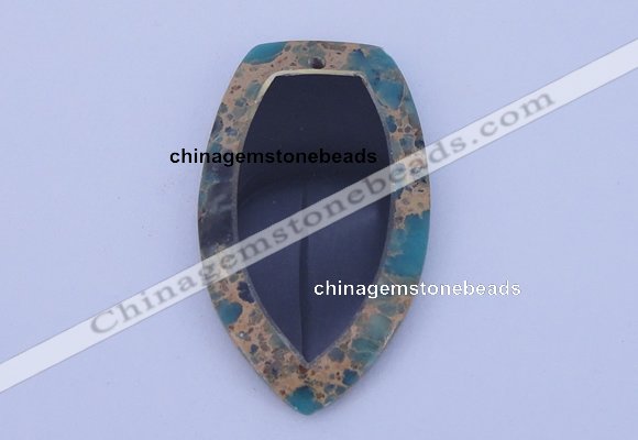 NGP210 30*50mm fashion dyed imperial jasper & black stone pendant