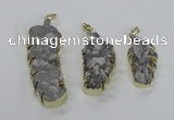 NGP2108 20*40mm - 25*65mm feather-shaped druzy agate pendants