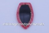 NGP211 30*50mm fashion dyed rhodochrosite & black stone pendant