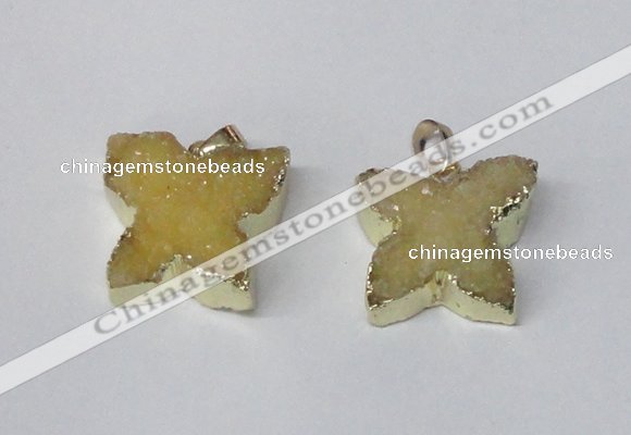 NGP2110 15*20mm - 18*25mm butterfly druzy agate gemstone pendants