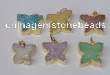 NGP2114 15*20mm - 18*25mm butterfly druzy agate gemstone pendants