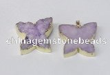 NGP2118 22*30mm - 25*30mm butterfly druzy agate gemstone pendants