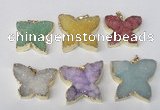 NGP2120 22*30mm - 25*30mm butterfly druzy agate gemstone pendants