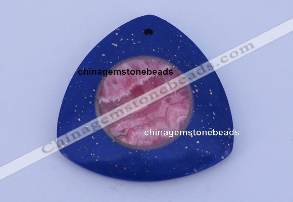 NGP213 45*45mm fashion dyed rhodochrosite & lapis lazuli gemstone pendant