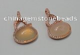 NGP2130 20*35mm agate gemstone pendants with crystal pave alloy settings