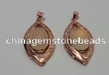 NGP2131 22*40mm agate gemstone pendants with crystal pave alloy settings