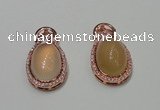 NGP2132 18*32mm agate gemstone pendants with crystal pave alloy settings