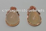 NGP2135 25*42mm agate gemstone pendants with crystal pave alloy settings