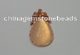 NGP2137 22*40mm agate gemstone pendants with crystal pave alloy settings