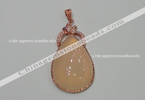 NGP2138 27*50mm agate gemstone pendants with crystal pave alloy settings