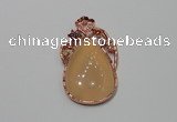 NGP2139 25*45mm agate gemstone pendants with crystal pave alloy settings