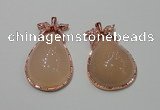 NGP2145 28*48mm agate gemstone pendants with crystal pave alloy settings