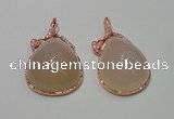 NGP2146 28*50mm agate gemstone pendants with crystal pave alloy settings