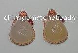 NGP2147 28*48mm agate gemstone pendants with crystal pave alloy settings