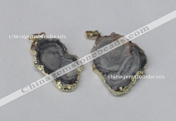 NGP2212 20*30mm - 35*35mm freeform plated druzy agate pendants