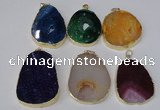 NGP2220 30*40mm - 40*45mm freeform druzy agate gemstone pendants