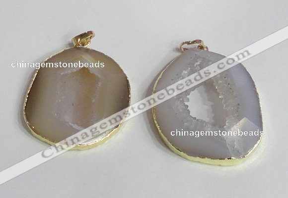 NGP2221 30*40mm - 40*45mm freeform druzy agate gemstone pendants