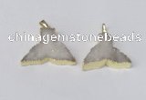 NGP2225 20*25mm - 22*30mm fishtail druzy agate gemstone pendants