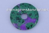 NGP223 5*30mm synthetic ruby zoisite & malachite gemstone donut pendant