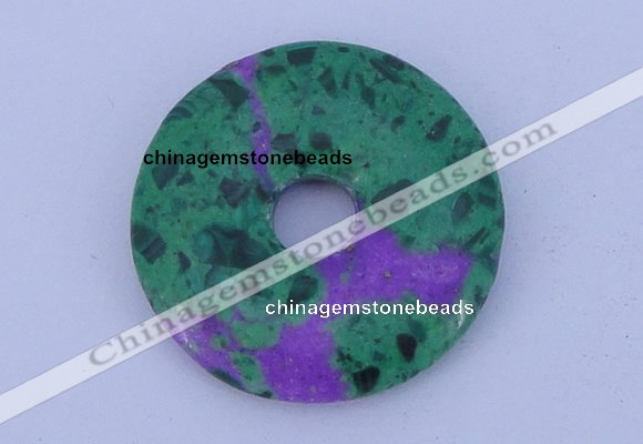 NGP223 5*30mm synthetic ruby zoisite & malachite gemstone donut pendant